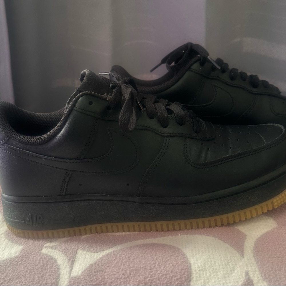 Nike Black and Gum Sole Air Force One Sneakers - Picture 2 of 10